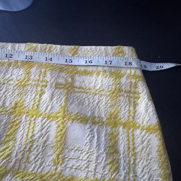 Talbots Skirt Womens Sz 14 Yellow Ivory Brocade 70’s Inspired Chic Streetwear - Picture 5 of 7